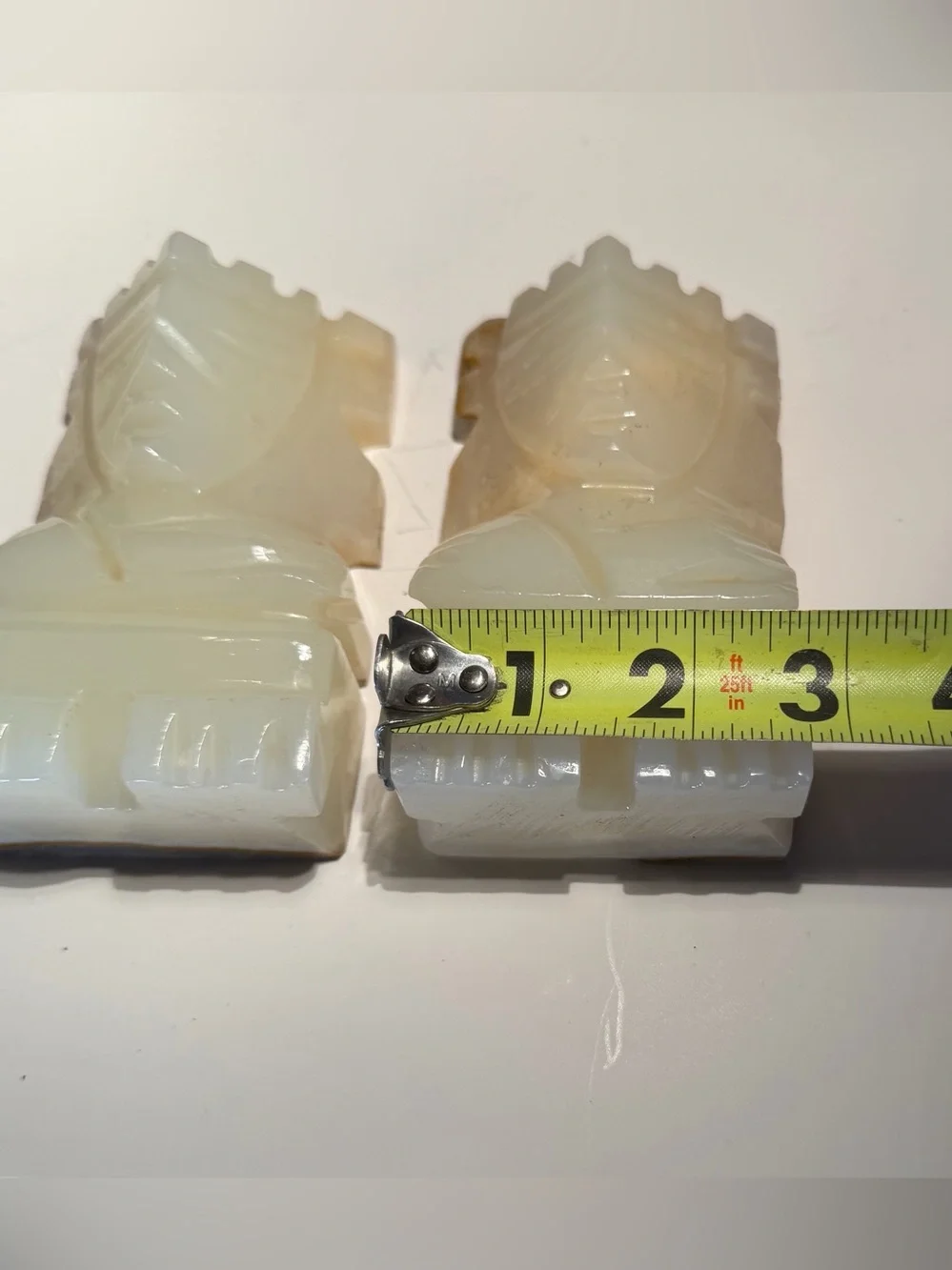 Vintage Tiki Aztec Mayan Sculptural Bookends Carved Onyx Stone Set of 2
